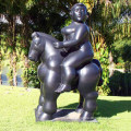 Garden art decor bronze fat horse with nude woman sculpture